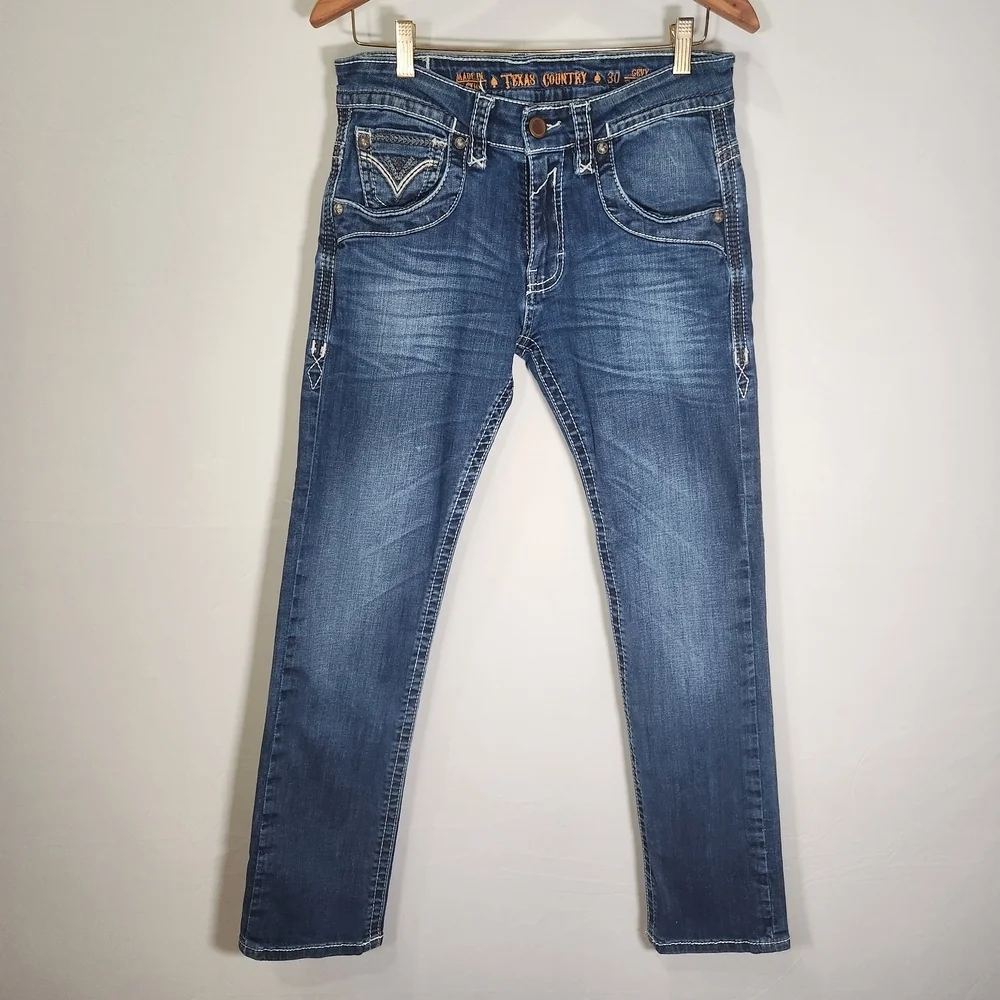 Texas Country Men's Slim Jeans in Washed Denim 30X32
